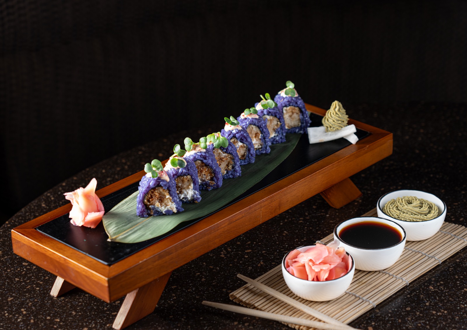 Purple rice sushi roll