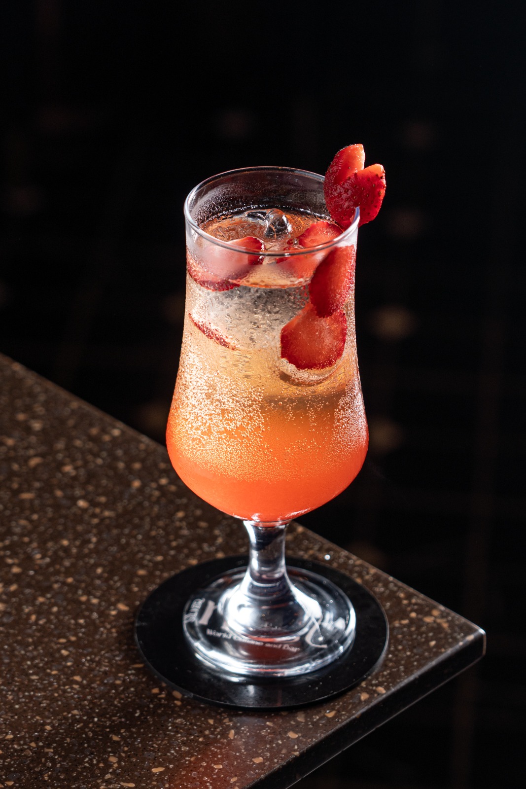 Strawberry fizz cocktail